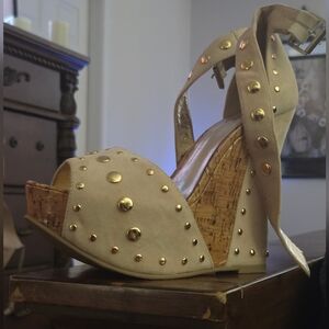 Luichiny Cream Platform Slingback Shoes